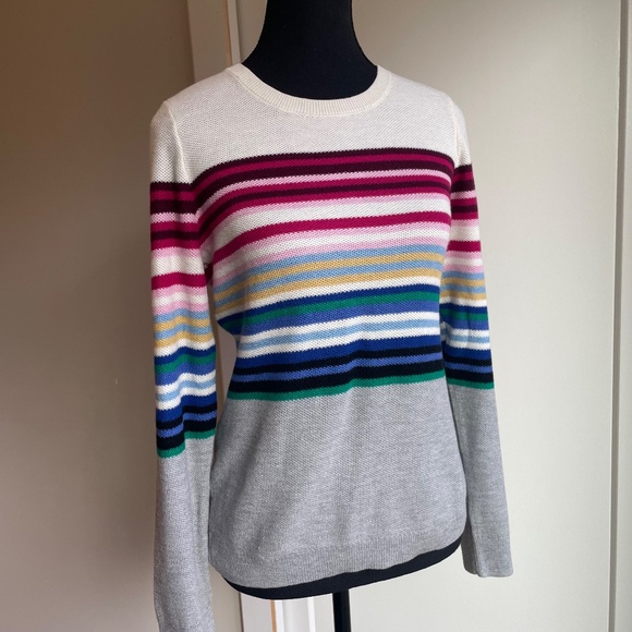 NWT. Talbots Tuck in Sweater Rose Blue Green. Stripe - Picture 9 of 11